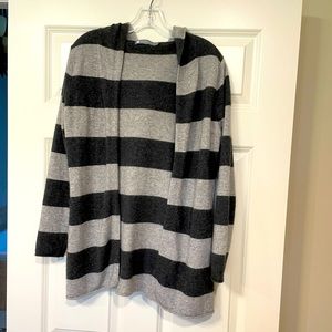 In Cashmere striped, hooded long cardigan
